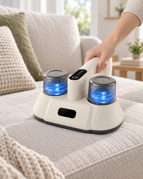 Luveira DeepClean mattress vacuum being used on a mattress